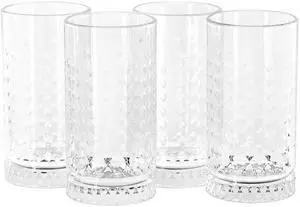 Gibson Home 4 Piece 16 Ounce Teardrop Embossed Glass Tumbler Set