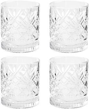 Gibson Home 4 Piece 13 Ounce Diamond Embossed Double Old Fashioned Glassware Set