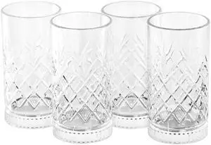 Gibson Home 4 Piece 16 Ounce Diamond Embossed Glass Tumbler Set