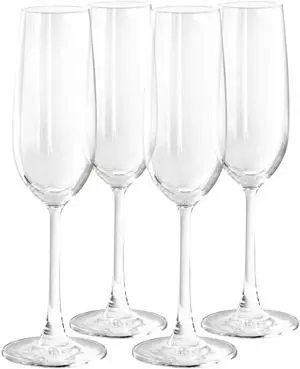 Martha Stewart 4 Piece 7.3 Ounce Flute Glass Set in Clear