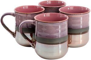 Gibson Home Copper Tonal 4 Piece 18 Ounce Stoneware Cup Set in Rose