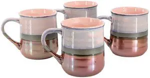 Gibson Home Copper Tonal 4 Piece 18 Ounce Stoneware Cup Set in Mauve