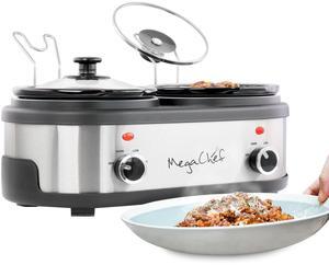 MegaChef Dual 1.5 Quart Crock Buffet Slow Cooker