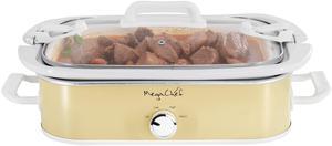 MegaChef 3.5 Quart Casserole Slow Cooker with 3 Temperature Settings in Cream