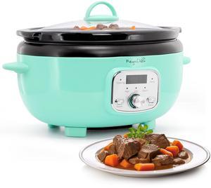 MegaChef 3.5 Liter Oval Electric Slow Cooker in Turquoise