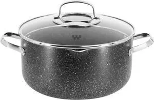 Korkmaz Galaksi Non Stick 10 Inch 6.5 Liter Casserole with Lid in Black