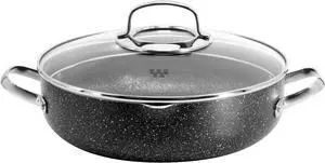 Korkmaz Galaksi Non Stick 9.5 Inch 2.8 Liter Low Casserole with Lid in Black