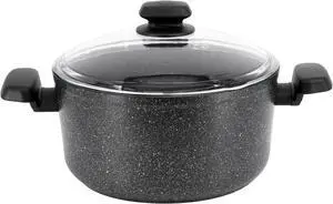 Korkmaz Ornella Non Stick 11 Inch 8 Liter Casserole with Lid in Black