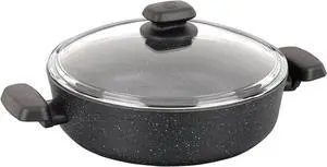 Korkmaz Ornella Non Stick 10 Inch 3.5 Liter Low Casserole with Lid in Black