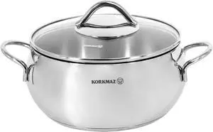 Korkmaz Tombik 2.5 Liter Stainless Steel Casserole in Polished Silver