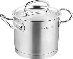 Korkmaz Proline Professional Series 4.8 Liter Stainless Steel Extra Deep Casserole with Lid in Silver