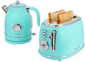 MegaChef 1.7 Liter Electric Tea Kettle and 2 Slice Toaster Combo in Turquoise