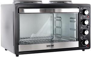 Better Chef Chef Central XL Toaster Oven and Broiler with Dual Solid Element Burners in Black