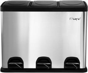 Elama 3 Section 15 Liter/4 Gallon Each Section Trash and Recycling Step Bin