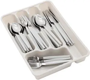 Gibson Home Edzelle 48 Piece Stainless Steel Flatware Set in Gray with Plastic Tray