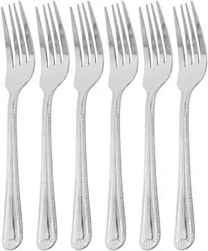 Gibson Home Tustin 6 Piece Stainless Steel Dinner Fork Flatware Set in Silver