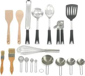 Martha Stewart Everyday 18 Piece Stainless Steel and Wood Assorted Gadget Set
