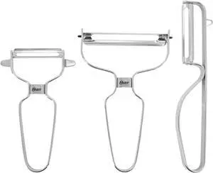 Oster Baldwyn 3 Piece Stainless Steel Lightweight Peeler Set in Silver