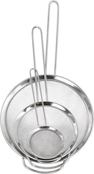 Oster Baldwyn 3 Piece Stainless Steel Mesh Strainer Set in Silver Oster Baldwyn 3 Piece Stainless Steel Mesh Strainer Set in Silver