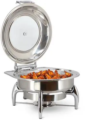 MegaChef 6.3 Quart Stainless Steel Round Professional Chafing Dish/Food Warmer/Buffet Server Serving Dish