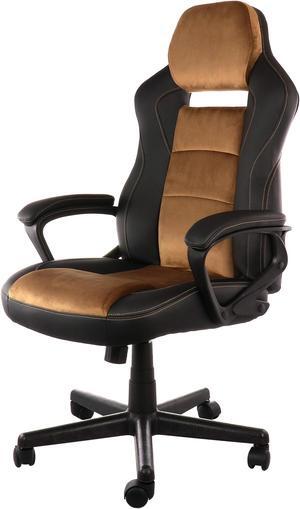 Elama High Back Adjustable Faux Leather Office Chair in Black and Brown