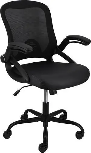 Elama Mid Back Adjustable Mesh and Fabric Office Chair in Black