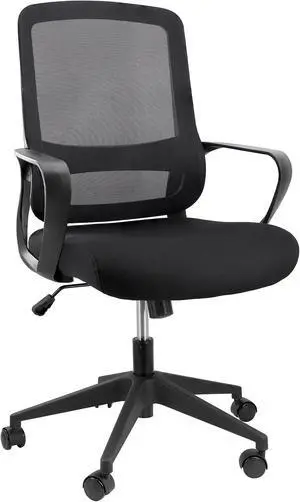 Elama Mid Back Adjustable Mesh and Fabric Office Chair in Black
