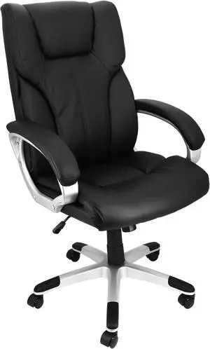 Elama High Back Adjustable Faux Leather Office Chair in Black and Gray Base