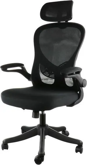 Elama High Back Adjustable Mesh and Fabric Office Chair in Black and Gray with Adjustable Head Rest
