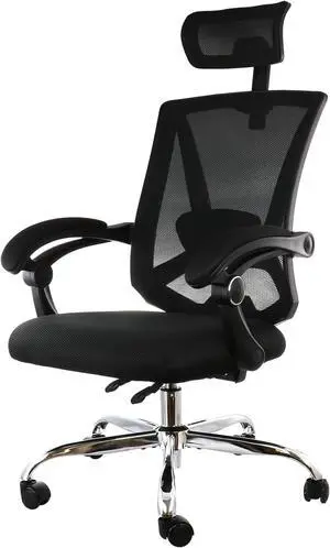 Elama Full Back Mesh Adjustable Office Chair with Headrest in Black
