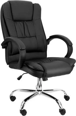 Elama High Back Adjustable Faux Leather Office Chair in Black