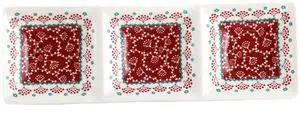 Gibson Home Village Vines 13.5 Inch Ceramic Rectangular 3 Section Tray in Red