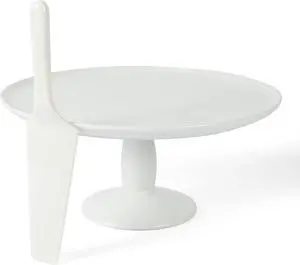 Martha Stewart 12 Inch Fine Ceramic Round Cake Stand With Server in White