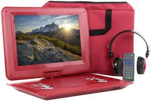 beFree Sound 14.1 Inch Portable DVD Player with Swivel TFT-LCD Screen and USB,SD,AV Inputs- Red