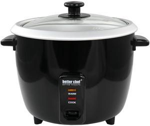 Better Chef 8 Cup Automatic Rice Cooker in Black With Rice Paddle and Measuring Cup