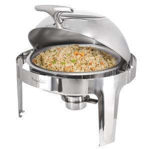 MegaChef 6.3 Quart Round Stainless Steel Dome Roll Top Professional Chafing Dish/Food Warmer/Buffet Server Serving Dish with Windown