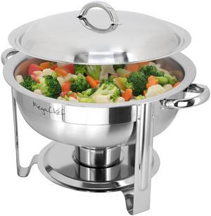MegaChef 3.7 Quart Round Stainless Steel Professional Chafing Dish/Food Warmer/Buffet Server Serving Trays