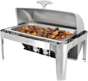 MegaChef 9.5 Quart Oblong Roll Top Stainless Steel Professional Chafing Dish/Food Warmer/Buffet Server Serving Trays