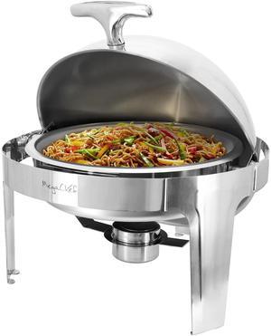 MegaChef 6.3 Quart Round Stainless Steel Dome Roll Top Professional Chafing Dish/Food Warmer/Buffet Server Serving Dish