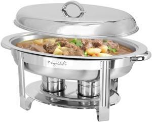 MegaChef 5.8 Quart Stainless Steel Oval Professional Chafing Dish/Food Warmer/Buffet Server Serving Dish