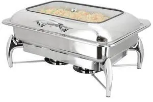 MegaChef 9.5 Quart Stainless Steel Rectangle Professional Chafing Dish/Food Warmer/Buffet Server Serving Trays