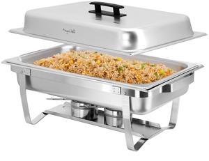 MegaChef 9.5 Quart Foldable Stainless Steel Professional Chafing Dish/Food Warmer/Buffet Server Serving Trays