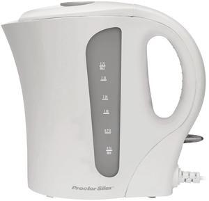 Proctor Silex 1.7 Liter Plastic Durable Electric Kettle in White