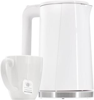 MegaChef 1.7 Liter Double Wall Stainless Steel Electric Tea Kettle in White