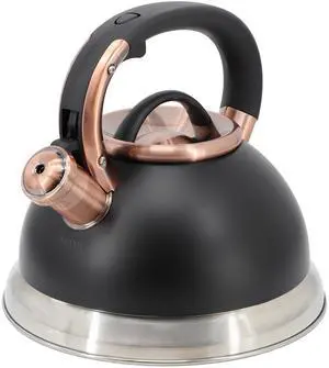 Mr. Coffee Flintshire 2.2 Quart Stainless Steel Whistling Tea Kettle in Black  510122233M