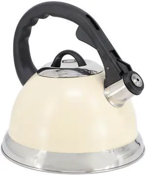 Mr. Coffee Clarefield 2.4 Quart Stainless Steel Whistling Tea Kettle in White  510122244M
