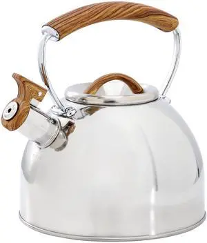 Mr. Coffee Fremont 2 Quart Mirror Polish Stainless Steel Whistling Tea Kettle  510122637M