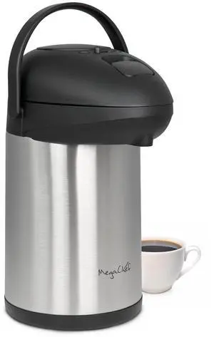 MegaChef 3 Liter Stainless Steel Vacuum Body Pump Cap Air Pot