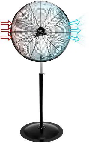Vie Air 30 Inch Industrial Heavy Duty Pedestal Oscillating Metal Stand Fan
