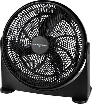 Air Monster 16 Inch Air Circulator 3 Speed Adjustable Angle Floor Fan in Black